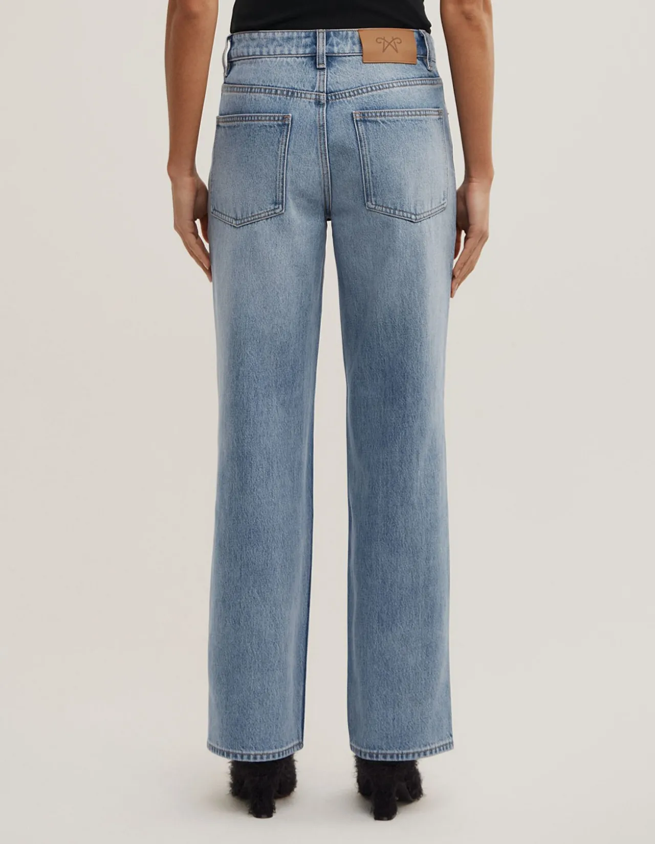 Mid Rise Straight Jeans