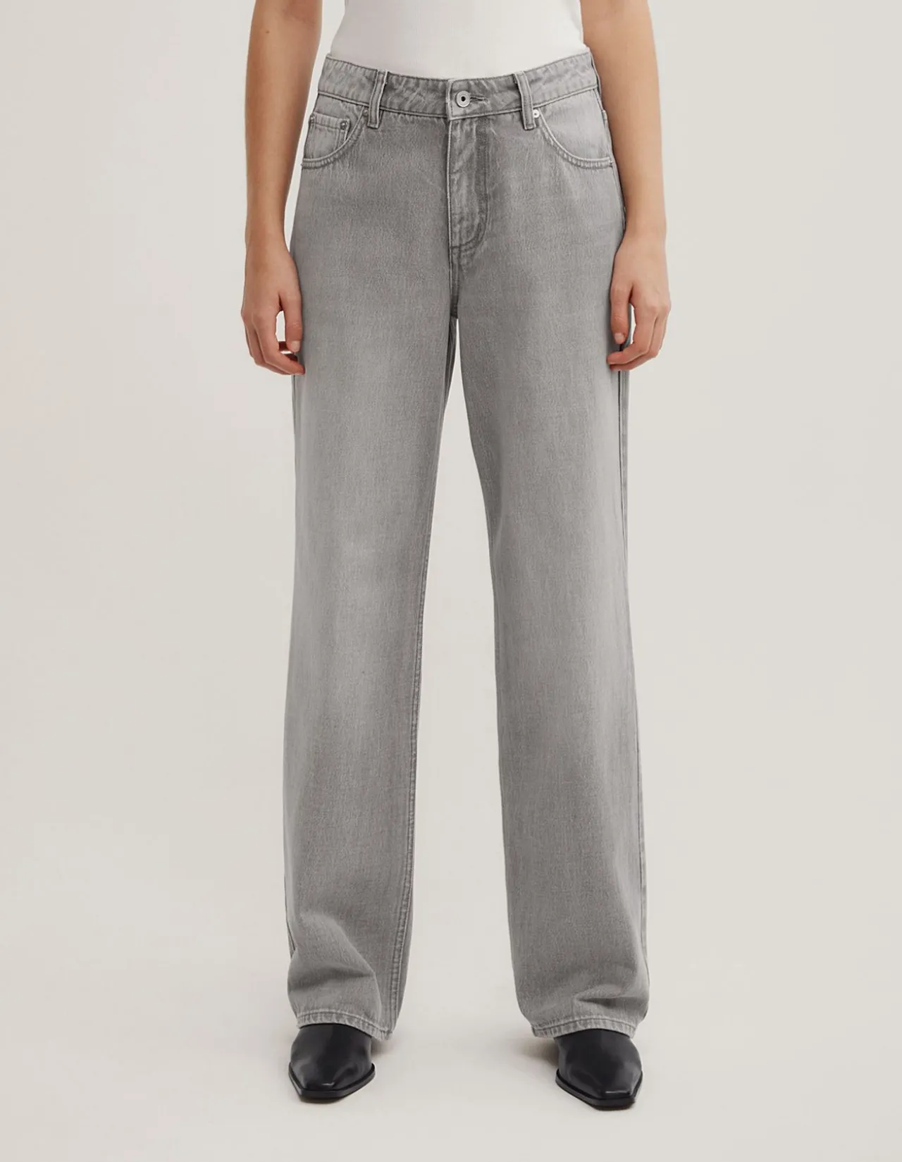 Mid Rise Straight Jeans