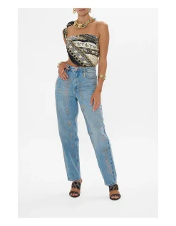 Milla Sacred Symbols Embellished Girlfriend Jeans