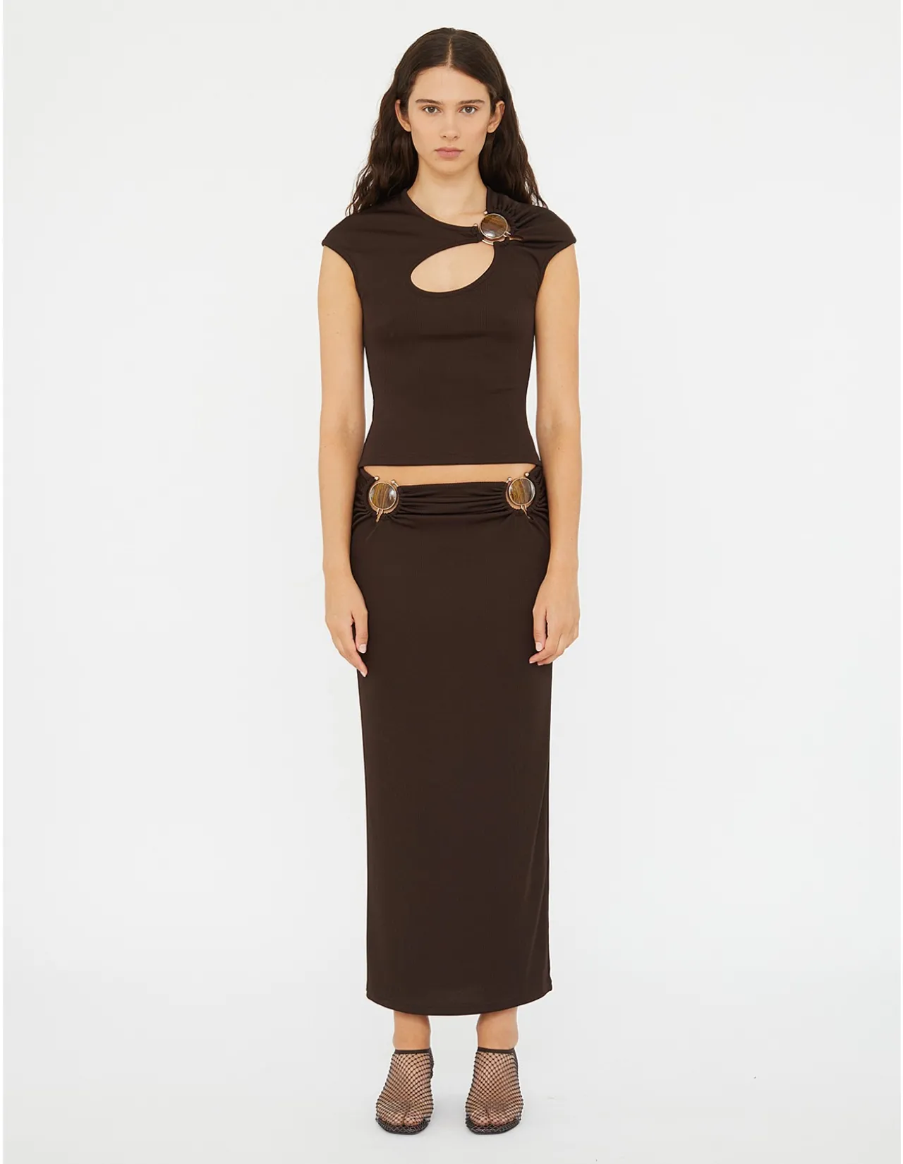 MINERAL STONE RUCHED MAXI SKIRT