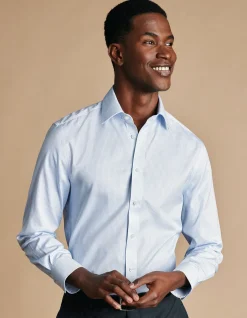 Mini grid check non-iron twill slim fit shirt