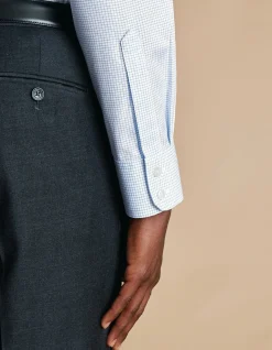 Mini grid check non-iron twill slim fit shirt