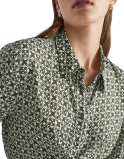 Mini Geo Wrap Shirt With Retro Geometric Print