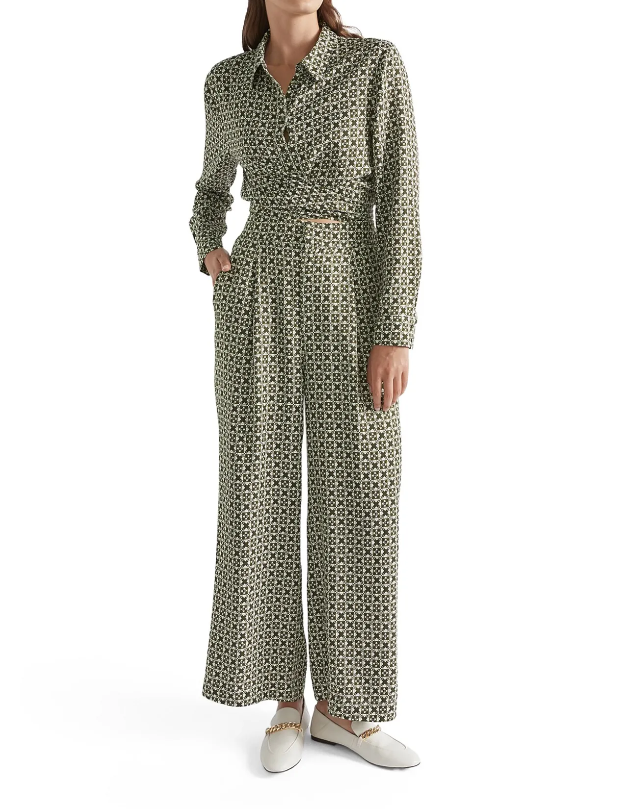 Mini Geo Wrap Shirt With Retro Geometric Print