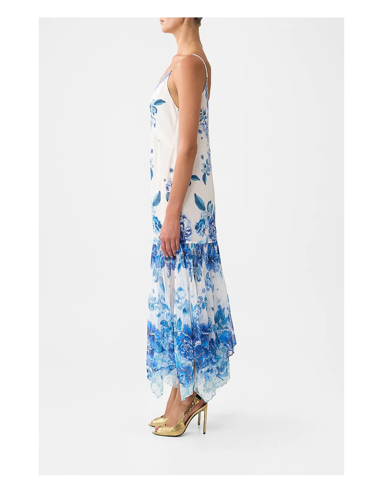 MINIMAL SLIP WITH PLEATED CHIFFON SKIRT