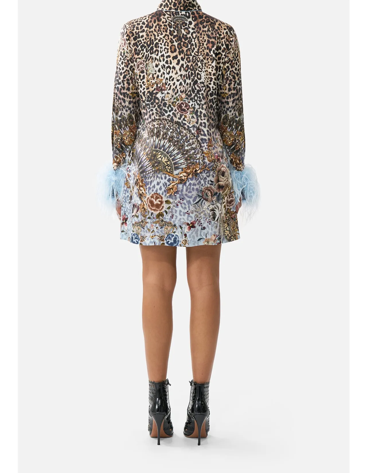 MINI SHIRT DRESS WITH FEATHERS