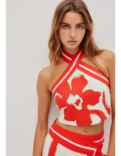 MIREYA TIE BACK HALTER TOP