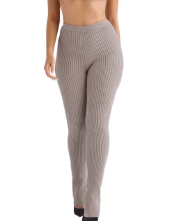 Mitzi Taupe Ribbed Knit Leggings