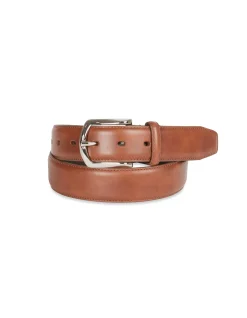 35mm Leather Strap With Polished Silver Buckle