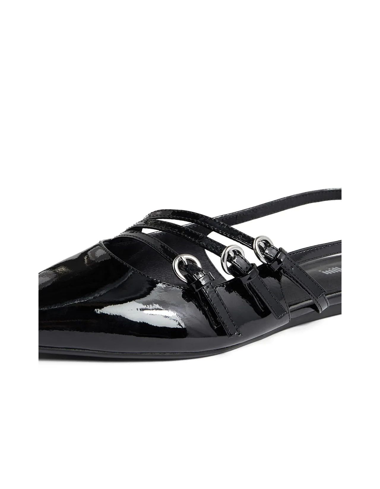 Moena Patent Triple Strap Pointed Flats