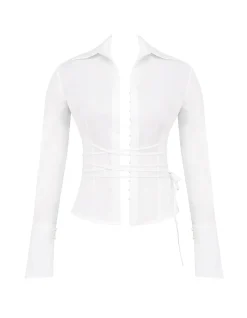 MOREN FITTED COTTON TIE FRONT SHIRT