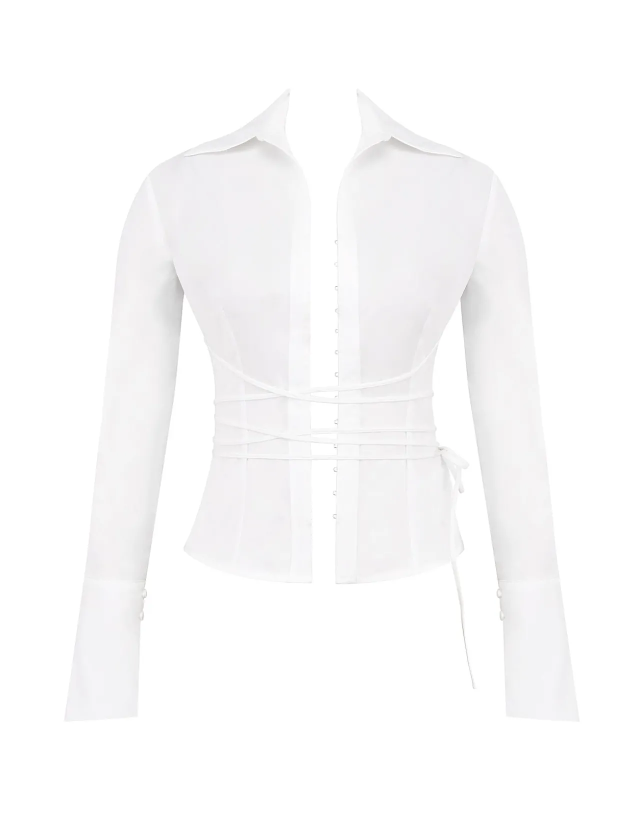 MOREN FITTED COTTON TIE FRONT SHIRT