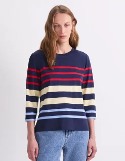 MULTI STRIPE HAFT SLEEVE MERCERISED TEE