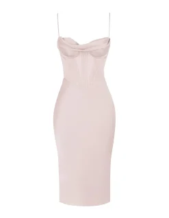 Myrna Crystal Satin Corset Midi Dress