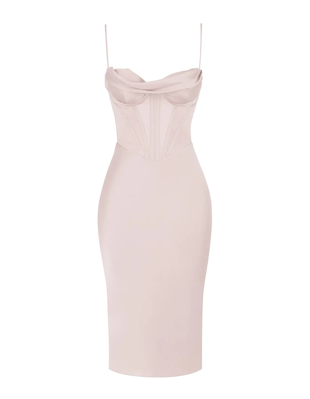Myrna Crystal Satin Corset Midi Dress