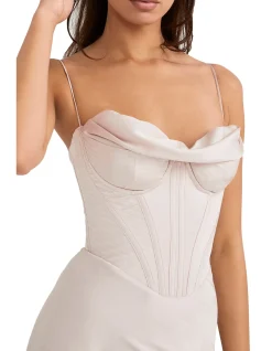 Myrna Crystal Satin Corset Midi Dress