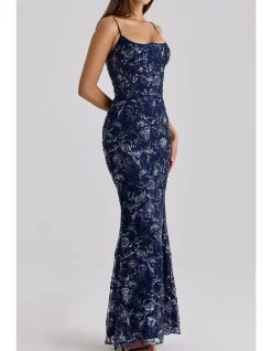 NAIMA'HAND BEADED CORSET MAXI DRESS
