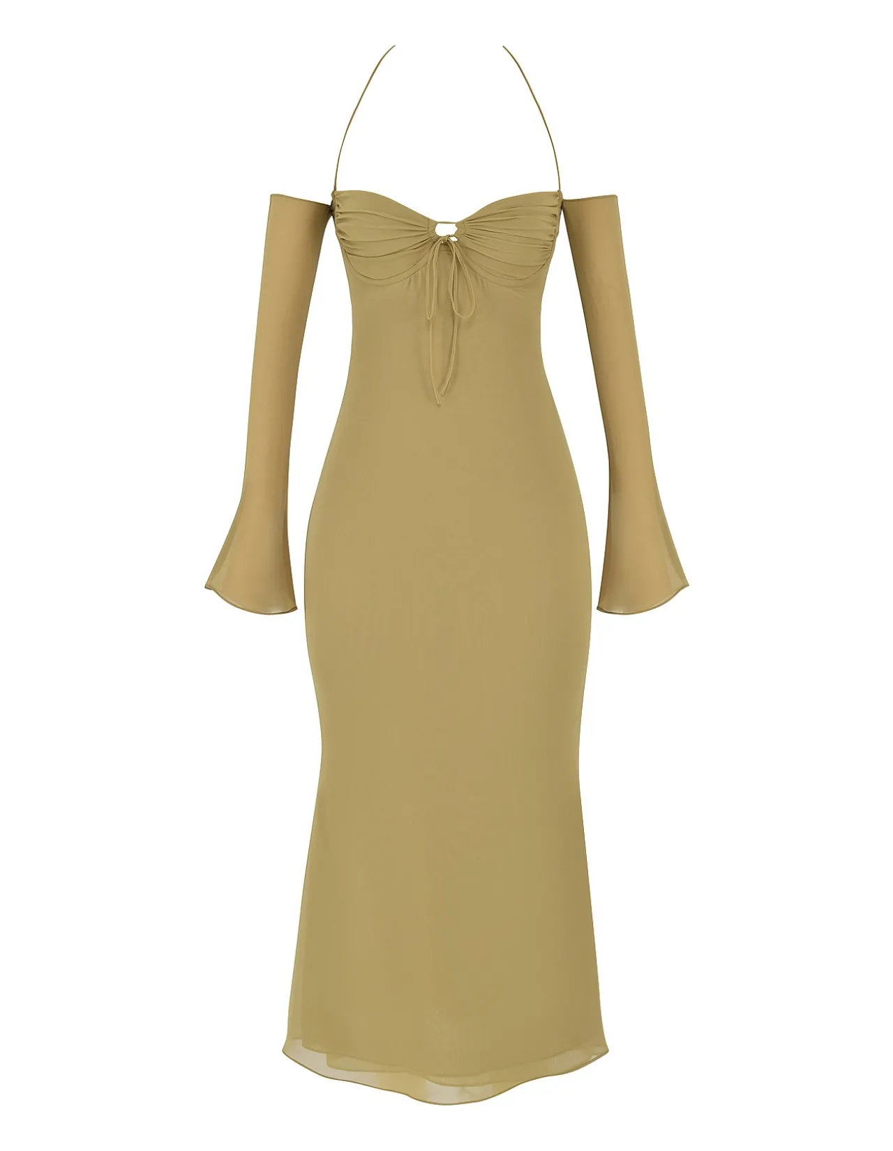 Naomi Olive Halter Midi Dress