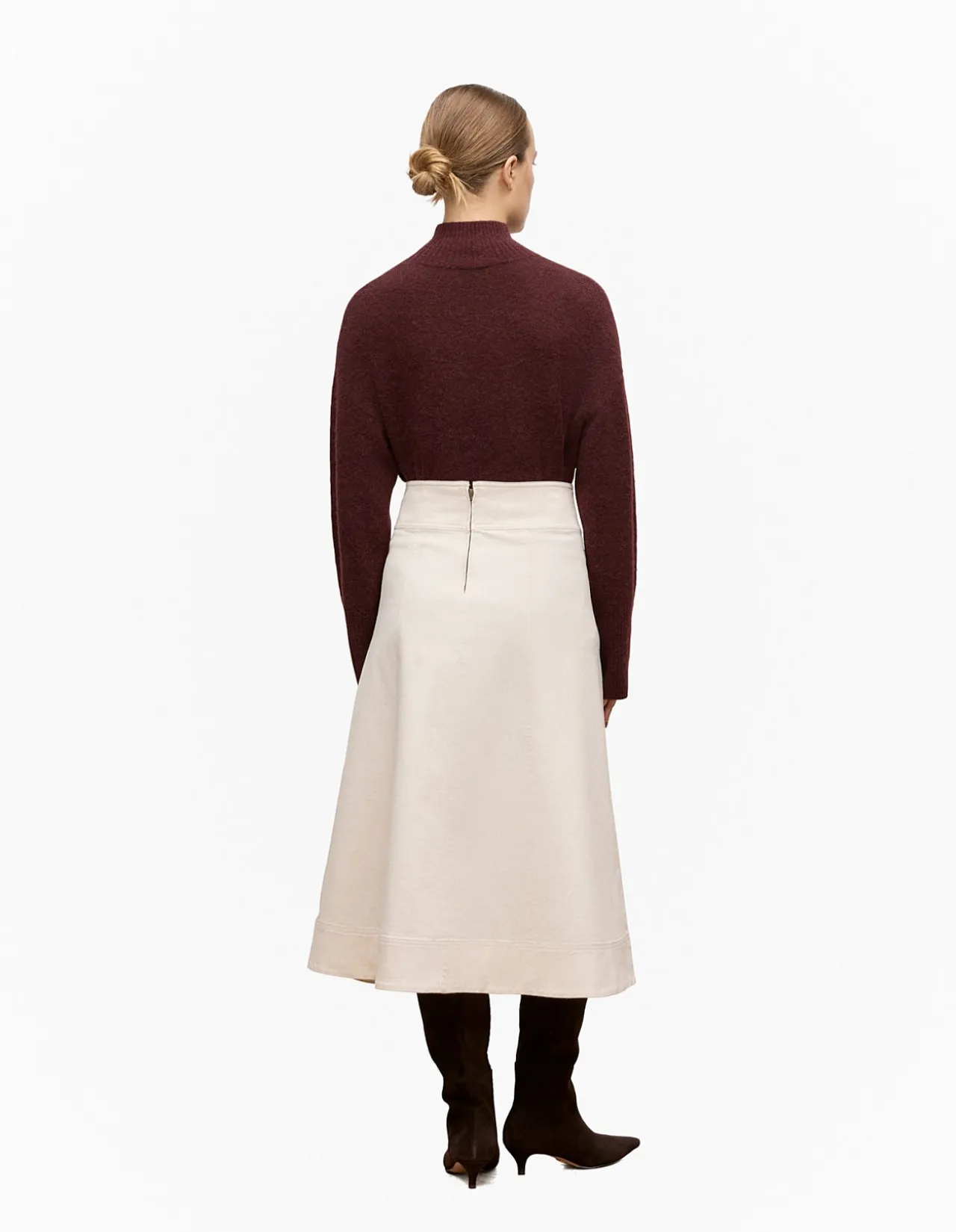 Natural Seed Denim Panelled Skirt