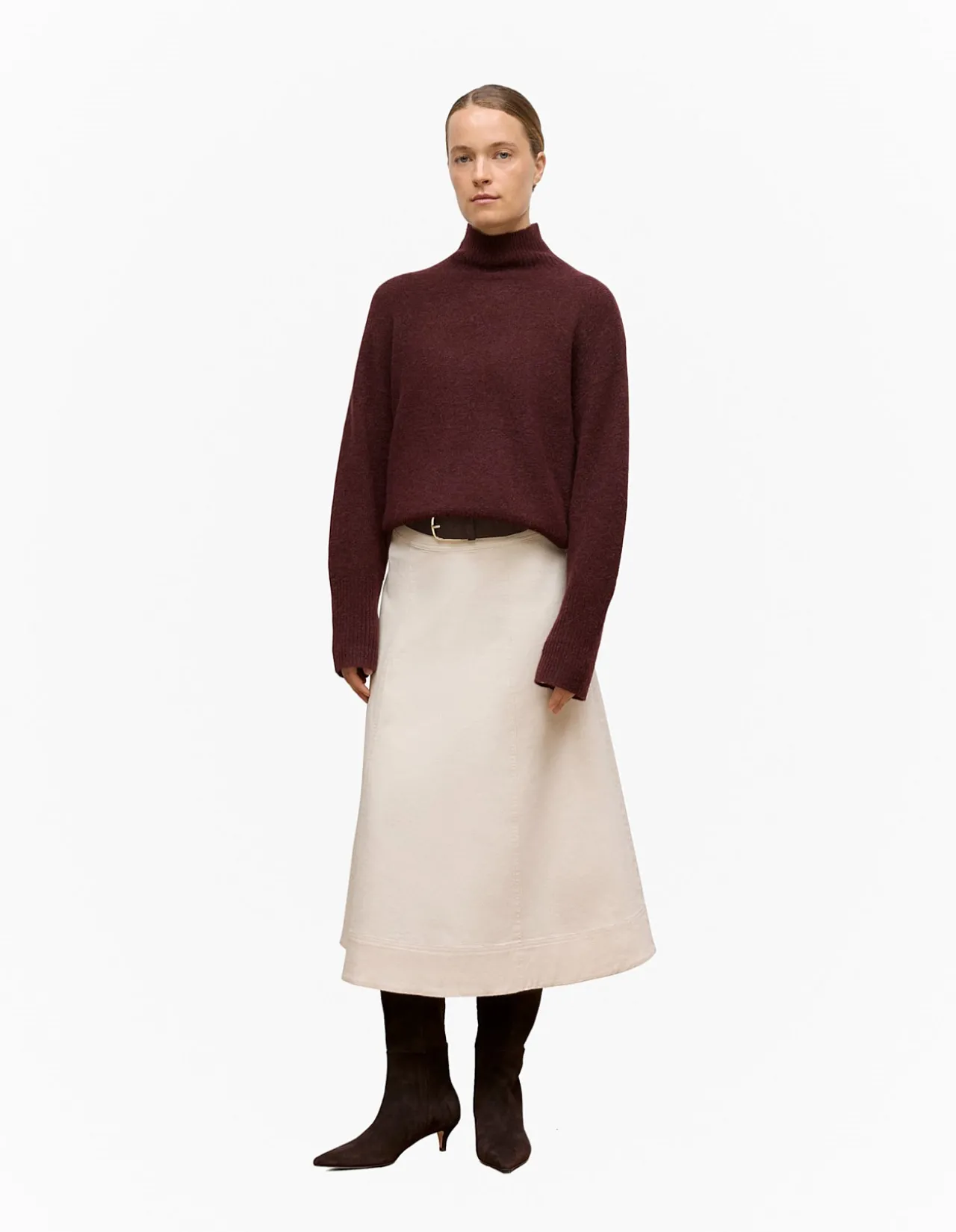 Natural Seed Denim Panelled Skirt