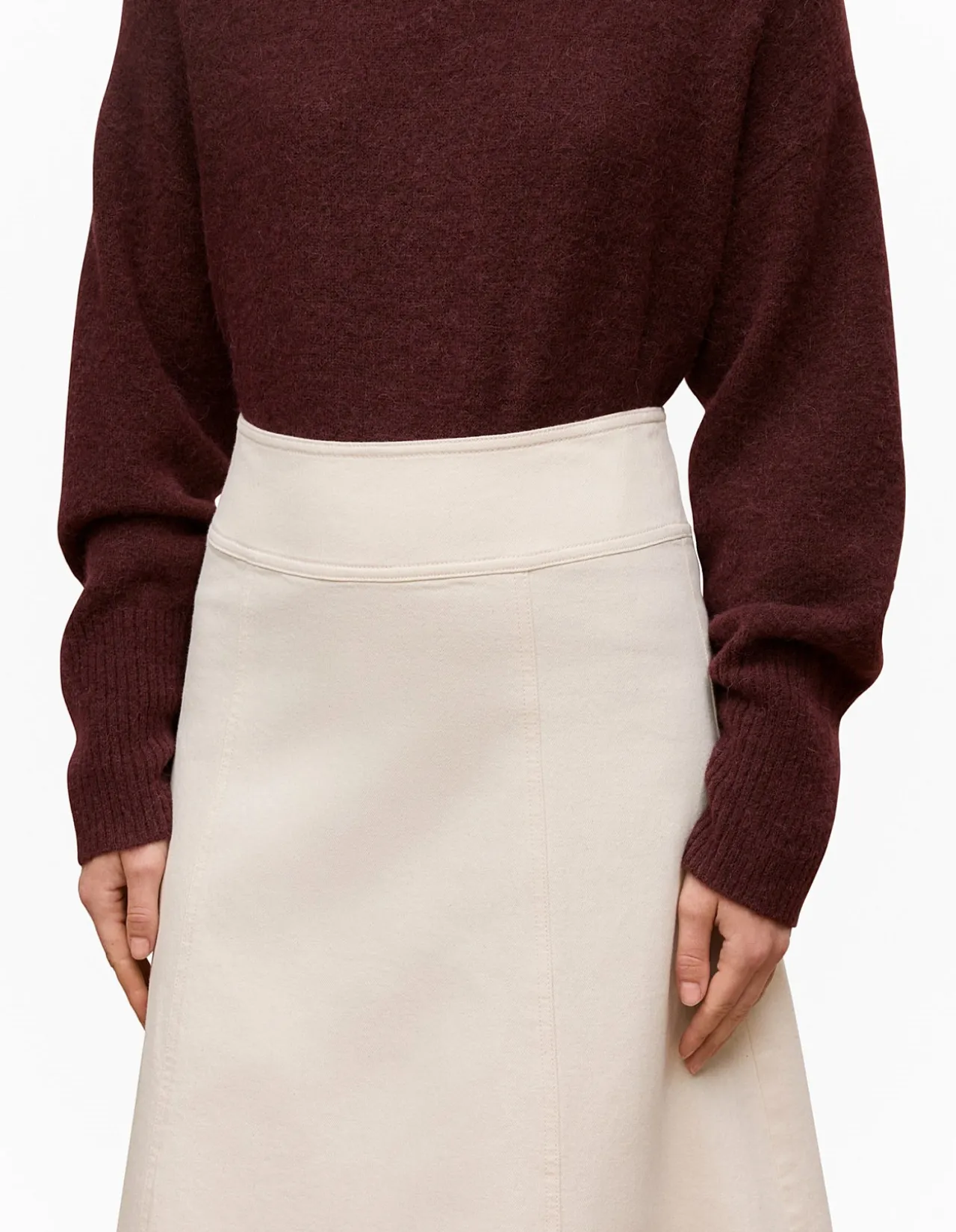 Natural Seed Denim Panelled Skirt