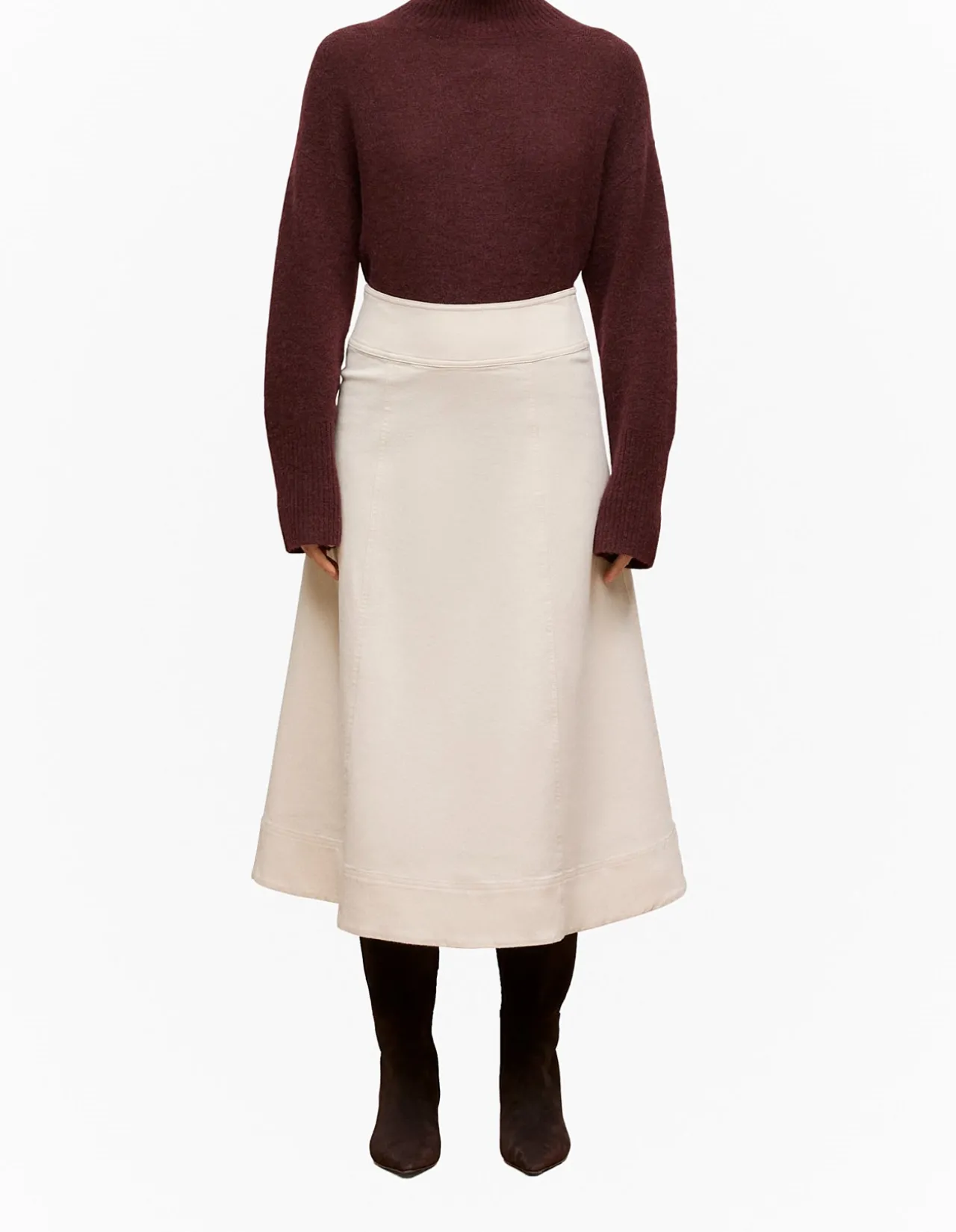Natural Seed Denim Panelled Skirt