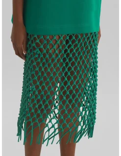 NELAYA MACRAME LEATHER MIDI SKIRT