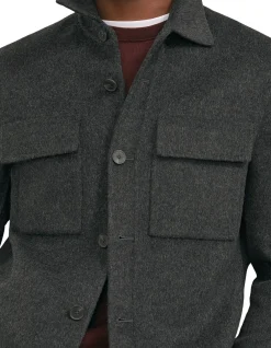 Net Wool Twin Pocket Button Overshirt