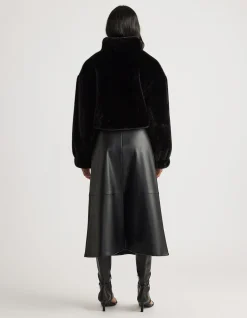 NIA FAUX LEATHER MIDI SKIRT