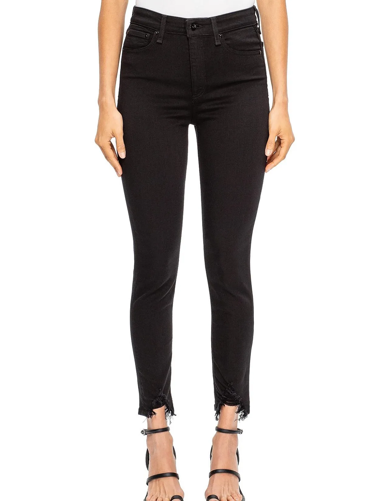 Nina High Rise Raw Hem Ankle Skinny Jeans