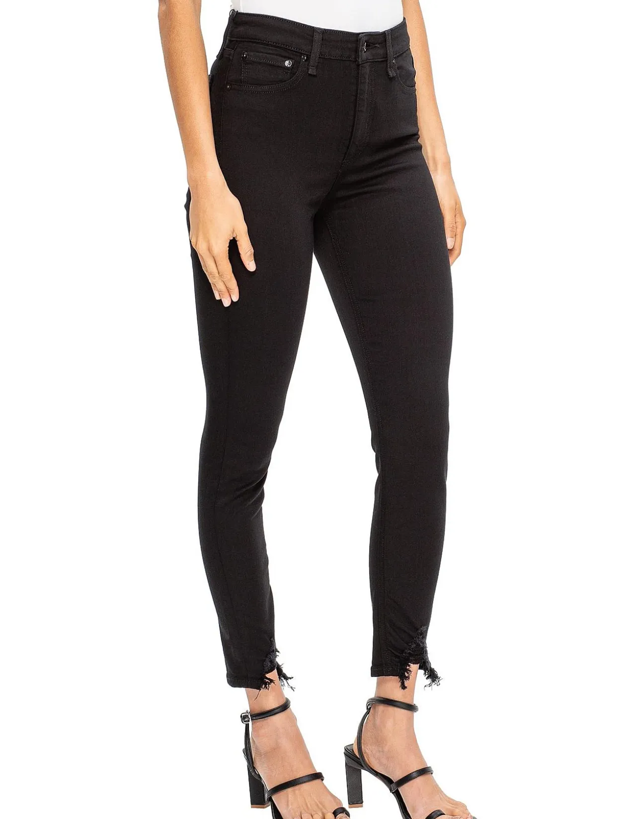 Nina High Rise Raw Hem Ankle Skinny Jeans