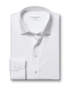 Non-iron stretch poplin slim fit shirt