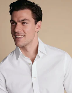 Non-iron stretch poplin slim fit shirt
