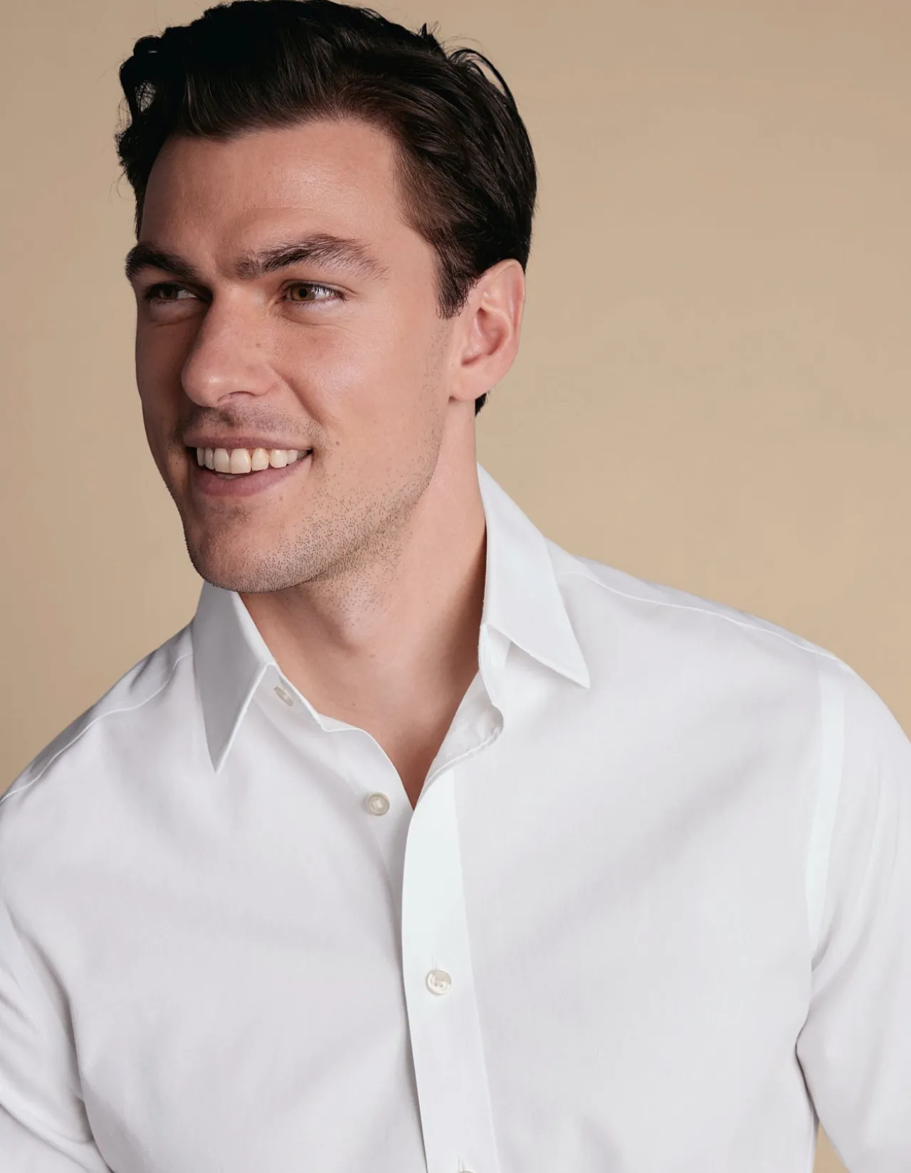 Non-iron stretch poplin slim fit shirt