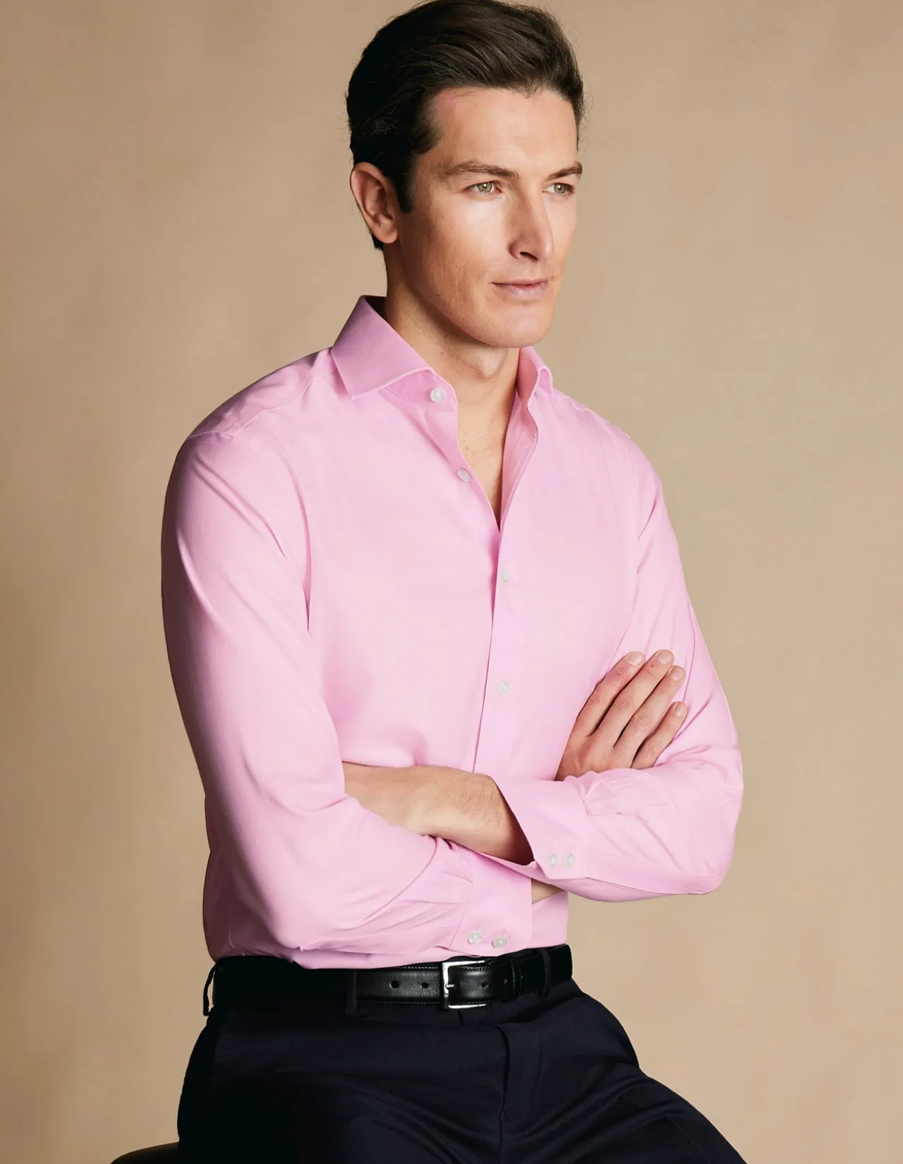 Non-iron twill slim fit shirt