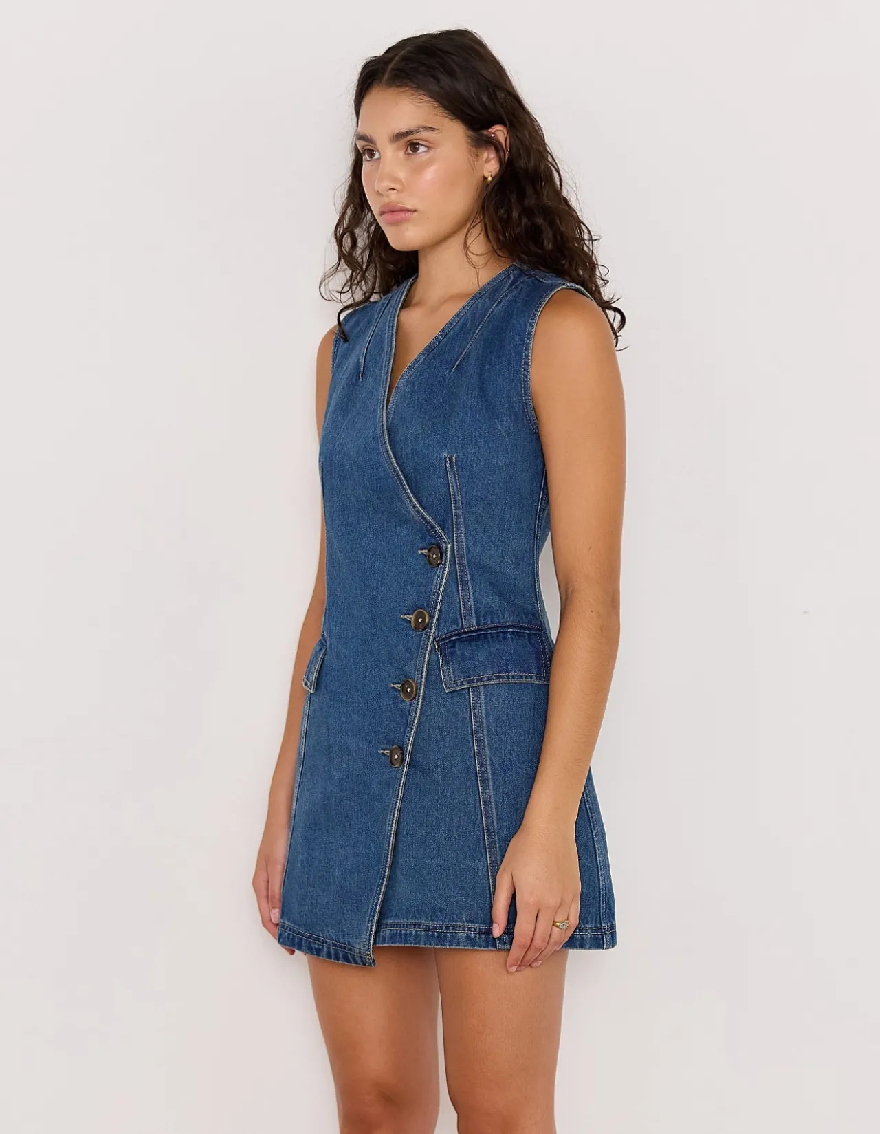 NORA DENIM WRAP MINI DRESS