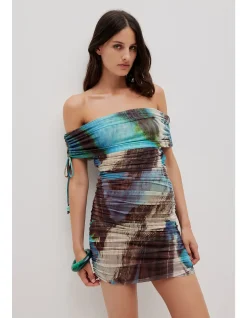NOVAE MESH ASYMMETRICAL MINI DRESS