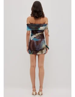 NOVAE MESH ASYMMETRICAL MINI DRESS