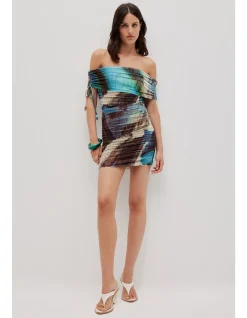 NOVAE MESH ASYMMETRICAL MINI DRESS