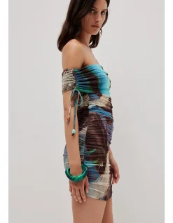 NOVAE MESH ASYMMETRICAL MINI DRESS