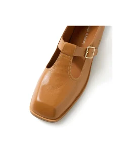Nubia Square Toe Leather Mary Jane Flats