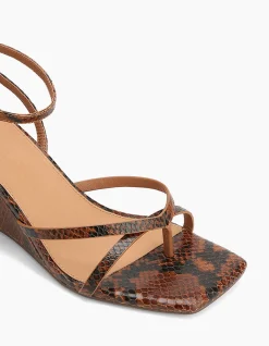 Nyla Tan Python Embossed Leather Wedge