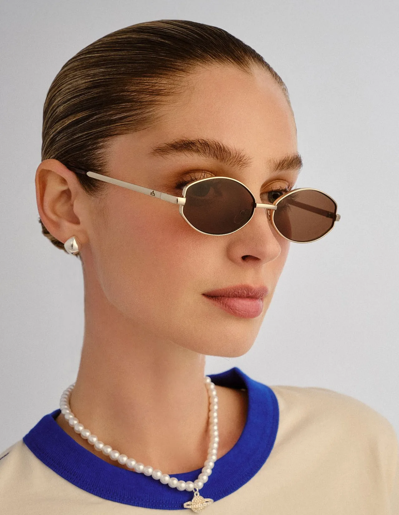 OBJECTIVE GOLD OVAL SUNGLASSES
