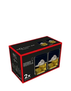 O H2O Classic Bar Whisky Glass Tumbler Set Of 2