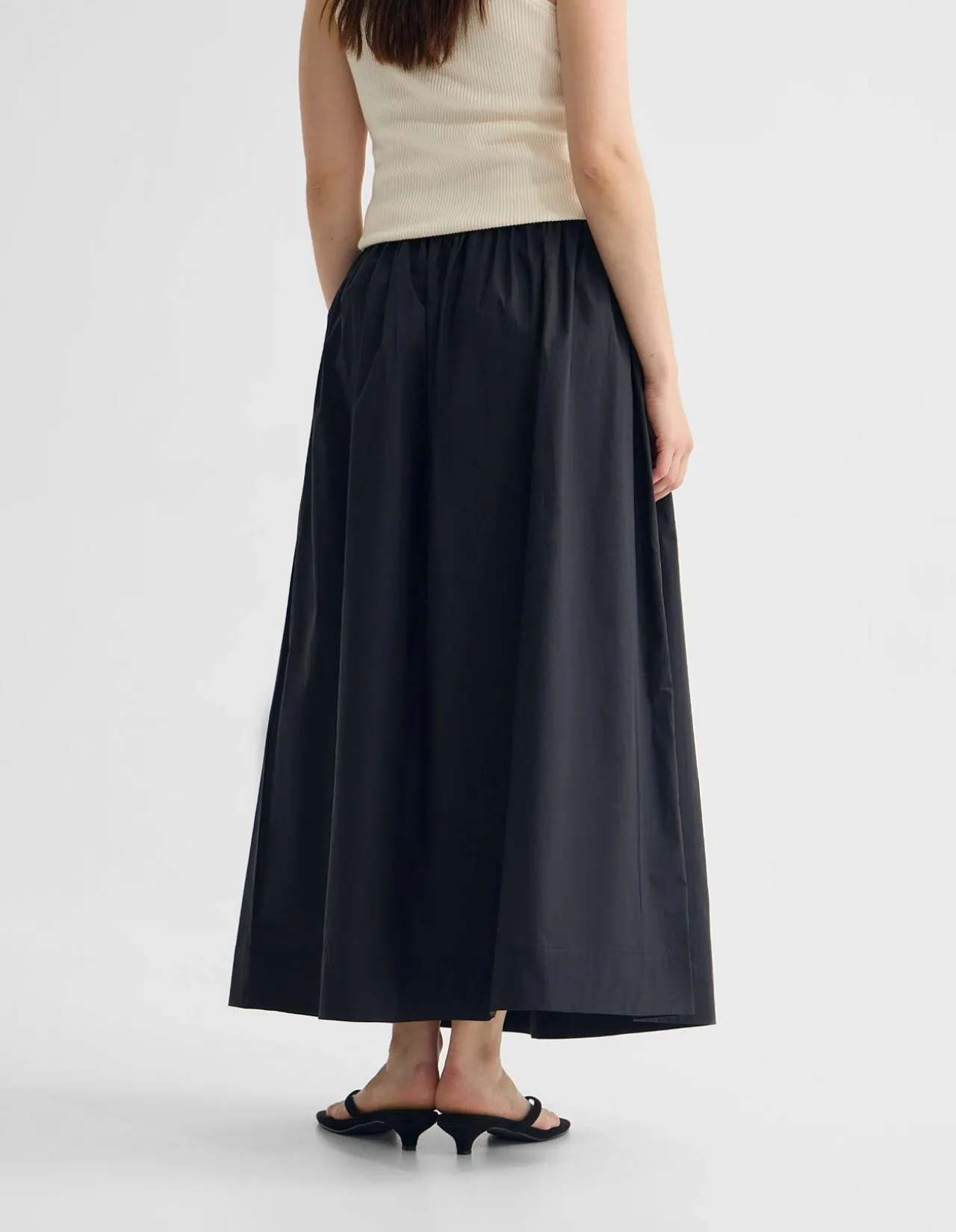 OLIVE COTTON MAXI SKIRT
