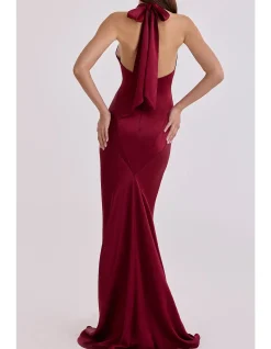 OLIVIANA'SATIN HALTER MAXI DRESS