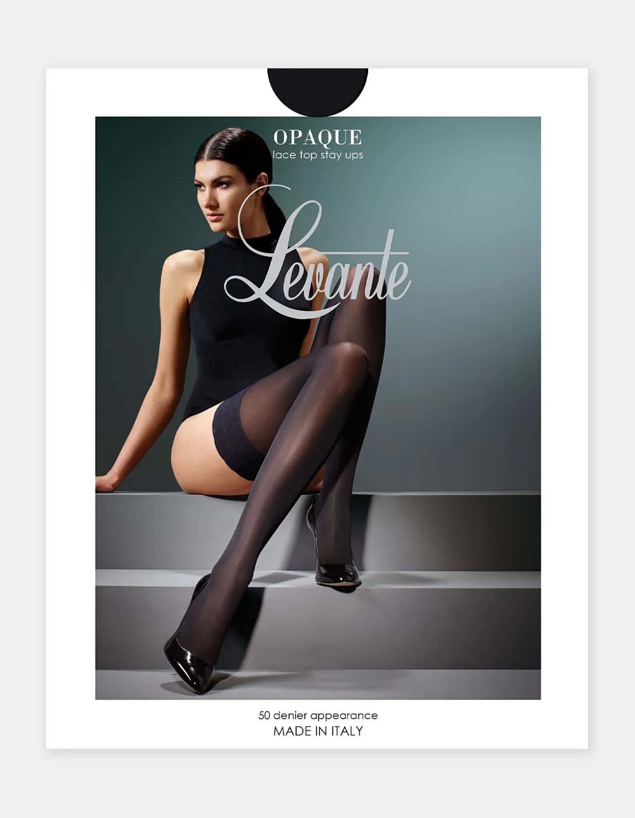 Opaque Stay Up 50D Lace Top Stockings Nero