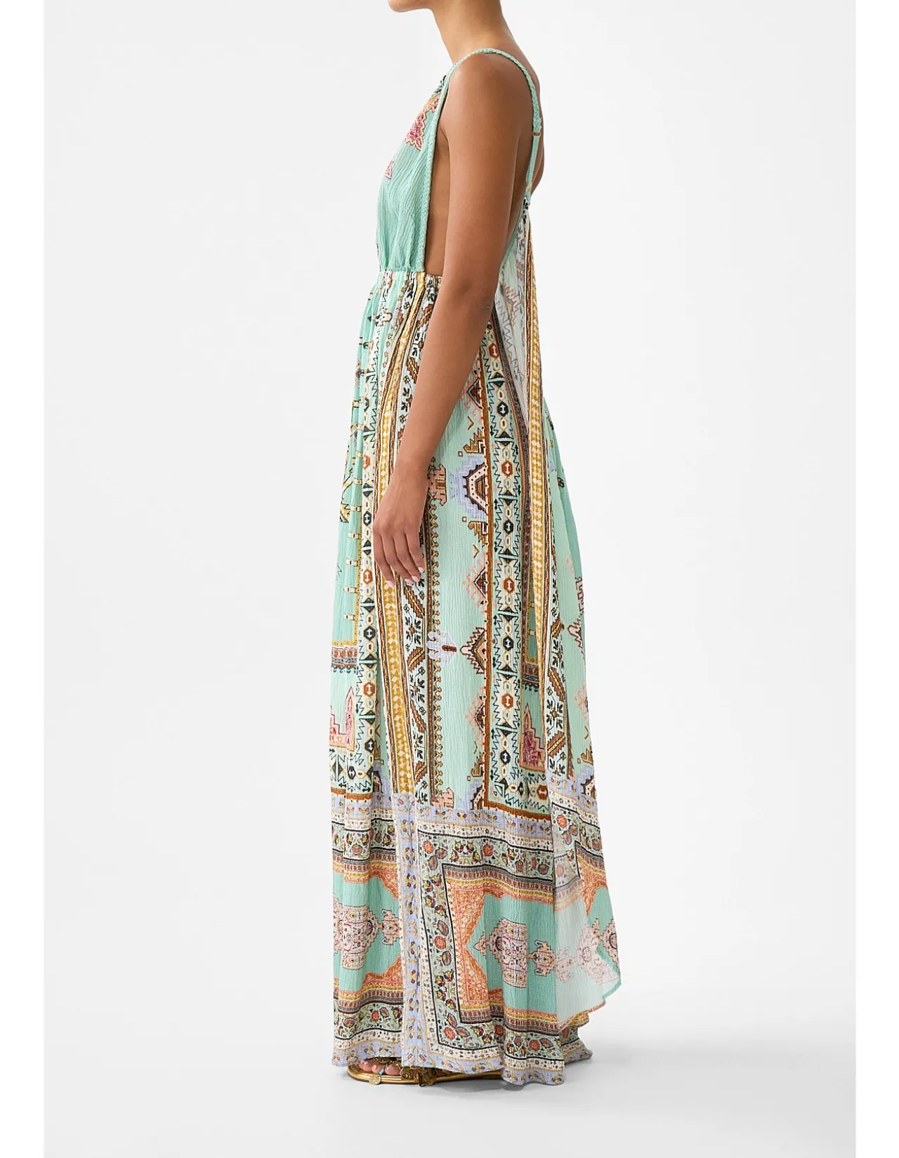 OPEN BACK LONG CAPE DRESS