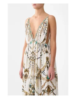 OPEN BACK LONG CAPE DRESS