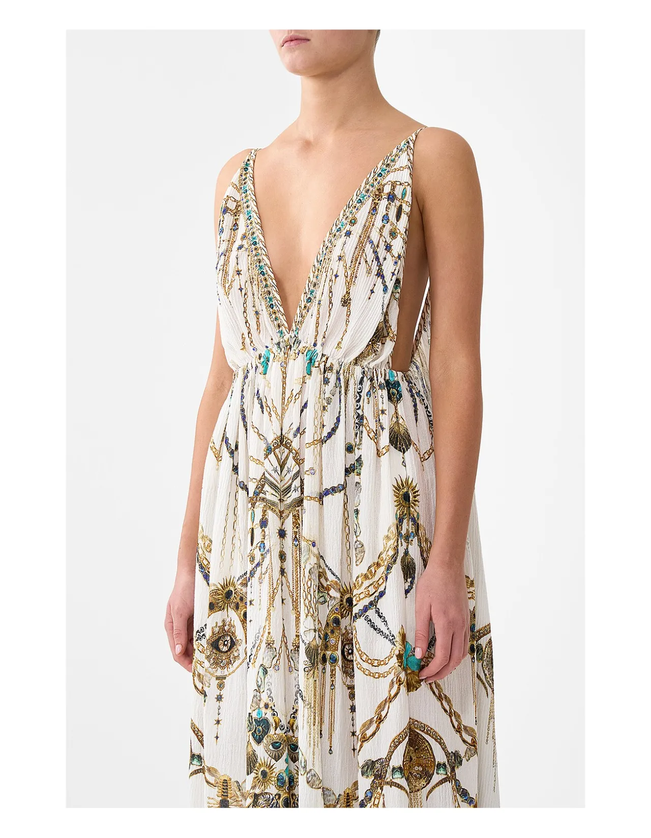 OPEN BACK LONG CAPE DRESS